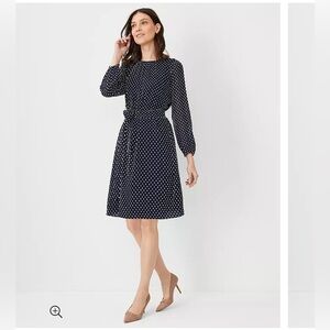 NWT Ann Taylor 00 Petite Clip Belted Mock Neck Shift Dress